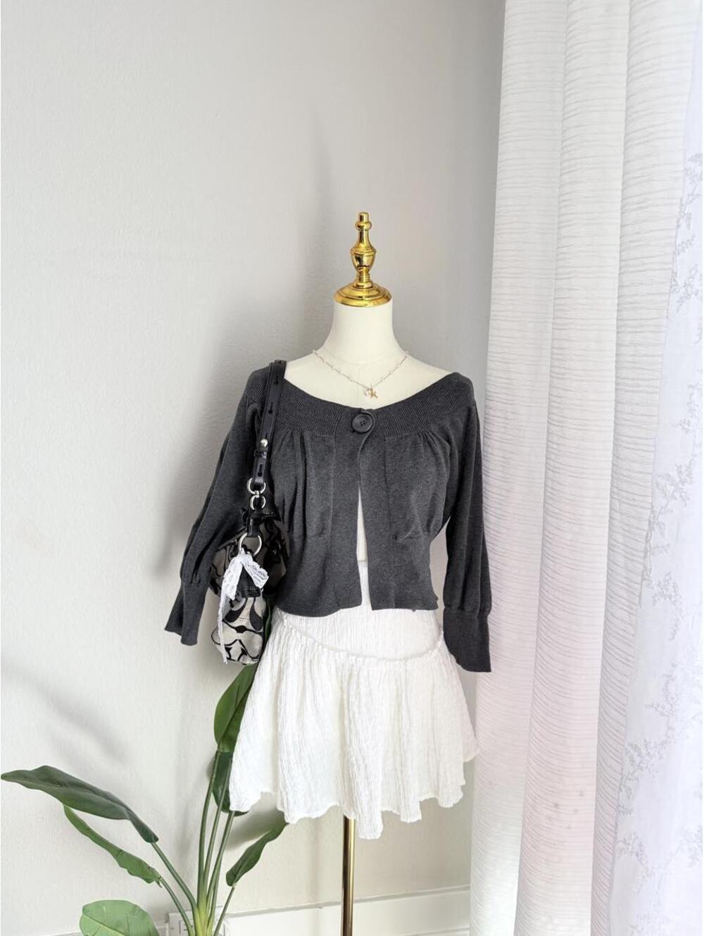 Mossimo Charcoal Cropped Cardigan